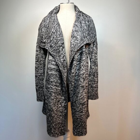 Eileen Fisher Sweaters - EILEEN FISHER Black Grey and White Marled Angora Open Front Cardigan Sweater M